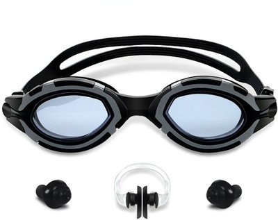 

QUINERGYS Swimming goggles Earplugs, Nose Clips Anti Fog No Leaking No slip for Men Women Adult Youth Kids Swimming Kit