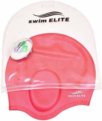 

QUINERGYS ™ Hot Red - Lightweight, Non-Toxic, Flexible And Resilient Silicone Swimming Cap Suitable for All Ages and All Hair Lengths, also Comes With Nose Clip And Ear Plugs Swimming Kit