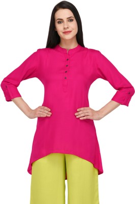 Pistaa Women Solid A-line Kurta(Pink)