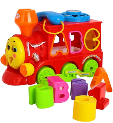 

Dhawani Bump & Go Train with Lights & Music Block Letters Shape Sorter Learning Educational Baby Toys(Multicolor)