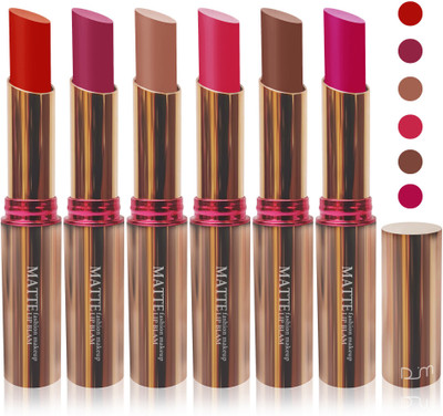

Femina09 velvet matte lady blam Enriched with Vitamin E lipstick women fashion color cosmetics makeup combo set of 6(red d purple l brown l rose pink brown d pink)