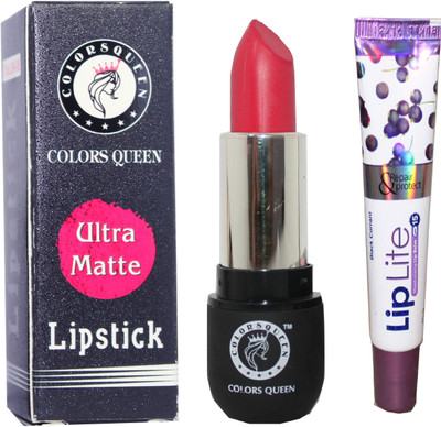 

Colors Queen Ultra Matte Lipstick with Lip Lite Moisturizing lip Blam combo(Rich red)