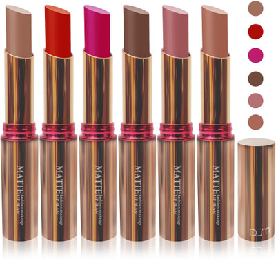 

Femina09 velvet matte lady blam Enriched with Vitamin E lipstick women fashion color cosmetics makeup combo set of 6(l brown l pink brown coffie brown d pink red l coffie brown)