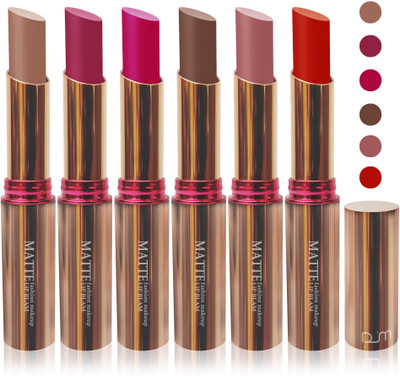 

Femina09 velvet matte lady blam Enriched with Vitamin E lipstick women fashion color cosmetics makeup combo set of 6(l brown brown red brown)