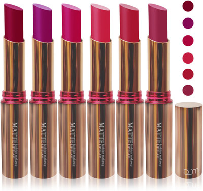 

Femina09 velvet matte lady blam Enriched with Vitamin E lipstick women fashion color cosmetics makeup combo set of 6(d purple red pink l rose pink d pink blue purple)
