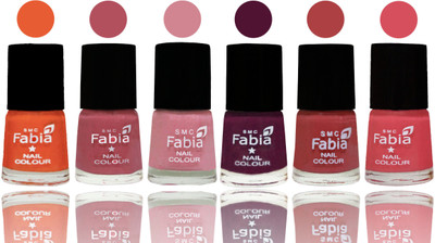 

Fabia Exclusive Nail Polish Sour Orange-Mauve Pink-Rose-Boysenberry-Peach-Punch Pink(Pack of 6)
