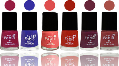 

Fabia Exclusive Nail Polish Cherry Blossom-Shock Blue-Salmon-Shock Orange Red-Mulberry-Dark Peach(Pack of 6)