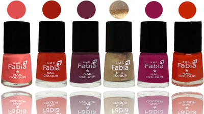 

Fabia Exclusive Nail Polish Salmon-Shock Orange Red-Mulberry-Gold-Raspberry-Fire Orange(Pack of 6)