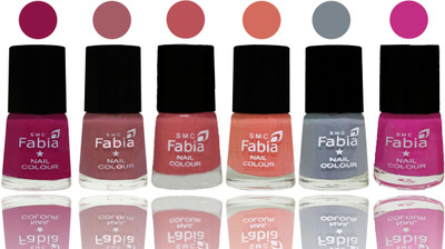 

Fabia Exclusive Nail Polish Raspberry-Lip-Bazooka Joe-Light Peach-Wild Gray Yonder-Pink Pink(Pack of 6)