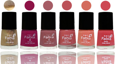 

Fabia Exclusive Nail Polish Gold-Raspberry-Lip-Bazooka Joe-Light Peach-Strawberry(Pack of 6)