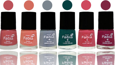 

Fabia Exclusive Nail Polish Bazooka Joe-Light Peach-Wild Gray Yonder-Dark Green-Shock Pink-Dark Magenta(Pack of 6)