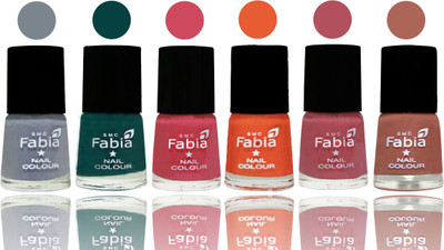 

Fabia Exclusive Nail Polish Wild Gray Yonder-Dark Green-Shock Pink-Sour Orange-Mauve Pink-Coral(Pack of 6)