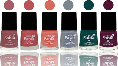 

Fabia Exclusive Nail Polish Lip-Bazooka Joe-Light Peach-Wild Gray Yonder-Dark Green-Boysenberry(Pack of 6)