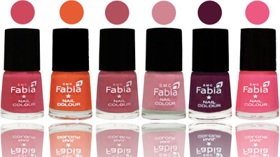 

Fabia Exclusive Nail Polish Shock Pink-Sour Orange-Mauve Pink-Rose-Boysenberry-Shock Pink Light(Pack of 6)