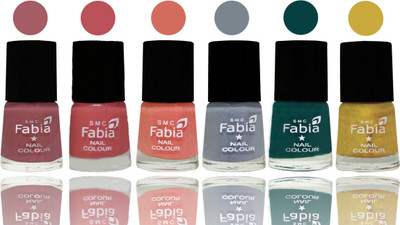 

Fabia Exclusive Nail Polish Lip-Bazooka Joe-Light Peach-Wild Gray Yonder-Dark Green-Mattis Gold(Pack of 6)