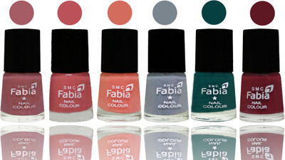 

Fabia Exclusive Nail Polish Lip-Bazooka Joe-Light Peach-Wild Gray Yonder-Dark Green-Jam(Pack of 6)