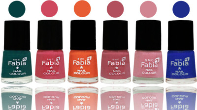 

Fabia Exclusive Nail Polish Dark Green-Shock Pink-Sour Orange-Mauve Pink-Rose-Shock Blue Dark(Pack of 6)