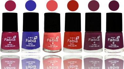 

Fabia Exclusive Nail Polish Cherry Blossom-Shock Blue-Salmon-Shock Orange Red-Mulberry-Boysenberry(Pack of 6)