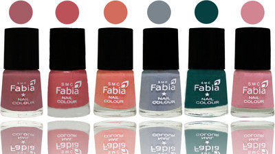

Fabia Exclusive Nail Polish Lip-Bazooka Joe-Light Peach-Wild Gray Yonder-Dark Green-Rose(Pack of 6)