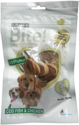 

Goofy Tails Super Bite Cod Fish and Chicken 70 gm (Pack of 4) Dog Treat(70 g, Pack of 4)