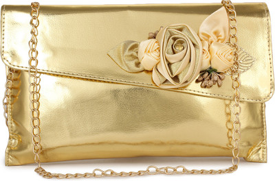 

Style Villaz Girls Evening/Party Gold Leatherette Sling Bag