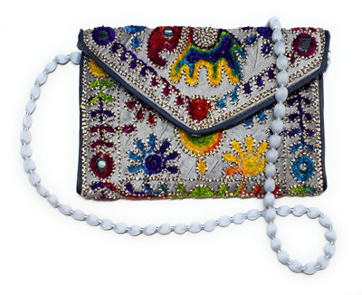 

Unique Fashion Women Casual Silver Silk Sling Bag