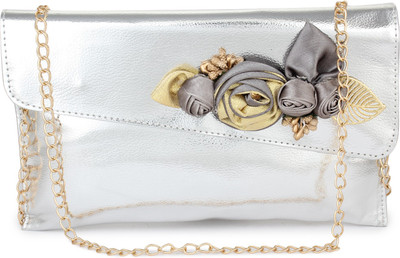 Style Villaz Girls Evening/Party Silver Leatherette Sling Bag