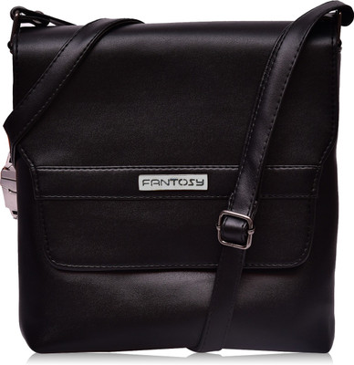 

Fantosy Women Evening/Party Black Leatherette Sling Bag