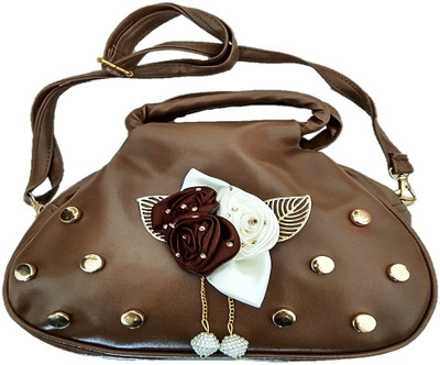 

tamu's Girls Casual Brown Leatherette Sling Bag