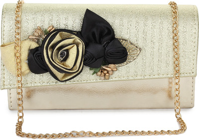 Style Villaz Girls Evening/Party Gold Leatherette Sling Bag
