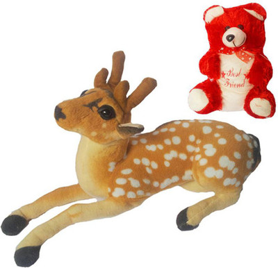 

Flower Engine Big Forest Deer With Small Red Teddy - 9 inch(Multicolor)