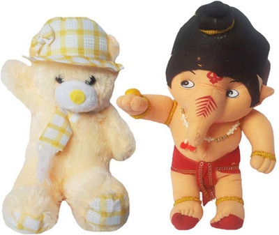 

Flower Engine Shining Ribbon Teddy with Ganesha - 16 inch(Multicolor)