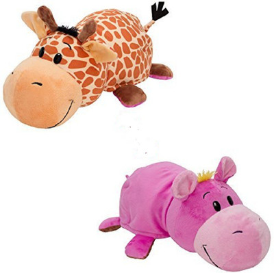 

Skylofts (Giraffe + Hippo ) 2-in-1 Stuffed Animal 16" inch Soft Toy-that Transform from 1 Animal into Another with a Quick Flip. - 40 cm(Multicolor)