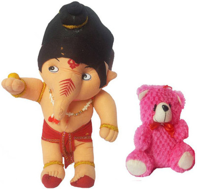

Flower Engine Bal Ganesha With Car Hanging Teddy Pink - 9 inch(Multicolor)