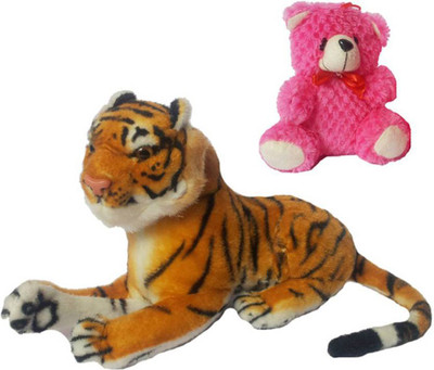 

Flower Engine Small Forest Tiger with Car Hanging Teddy Pink - 7 inch(Multicolor)