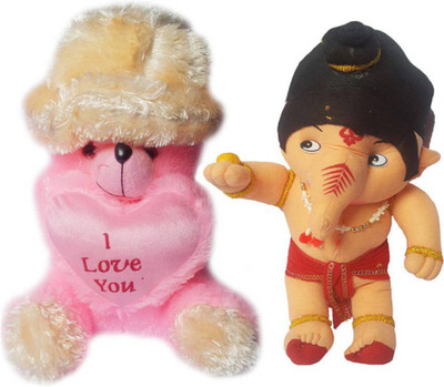 

Flower Engine Adorable Cap Teddy With Ganesha - 18 inch(Multicolor)