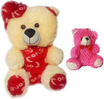 Flower Engine Side Cap Teddy with Car Hanging Teddy Pink - 15 inch(Multicolor)