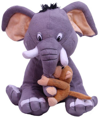 

Holy Bell Cute & Friendly Elephant With Naughty Monkey - 35 cm(Purple)