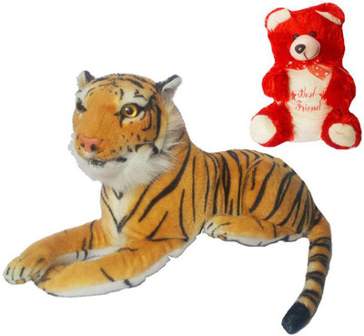 

Flower Engine Big Forest Tiger With Small Red Teddy - 9 inch(Multicolor)
