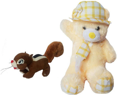 

Flower Engine Shining Ribbon Teddy with Squirrel - 16 inch(Multicolor)