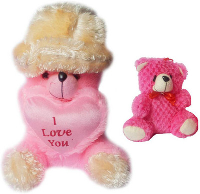 

Flower Engine Adorable Cap Teddy With Car Hanging Teddy Pink - 18 inch(Multicolor)