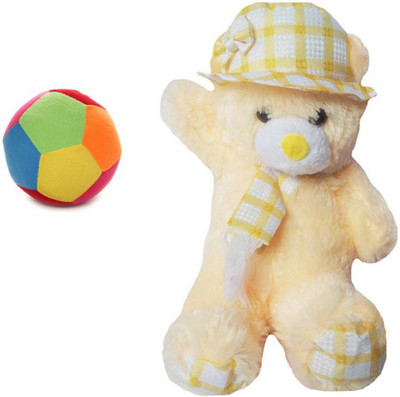 

Flower Engine Shining Ribbon Teddy with Rattle Ball - 16 inch(Multicolor)