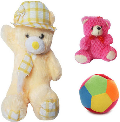 

Flower Engine Shining Ribbon Teddy with Rattle Ball and Car Hanging Teddy Pink - 16 inch(Multicolor)
