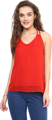 

Uptownie Lite Party Sleeveless Solid Women's Red Top