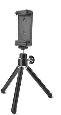 

Premsons Mini Tripod Mount + Phone Holder Clip Desktop Self - Tripod for Mobile Phones and Digital Camera - Black Tripod(Black, Supports Up to 250 g)