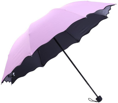 

Happy2Buy Water Touched-Flowers Appear Creative Sun Rain Black Base Lotus Leaves Wave Portable Foldable Umbrella Umbrella(Purple)