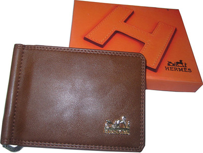 

hermes Boys Brown Genuine Leather Money Clip(6 Card Slots)