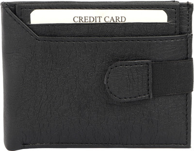 

Wildedge Men Black Artificial Leather Wallet(5 Card Slots), Black with detachable card holder..