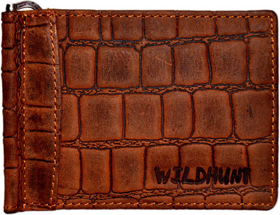 

wildhunt Men Brown Genuine Leather Money Clip(8 Card Slots), Dark brown