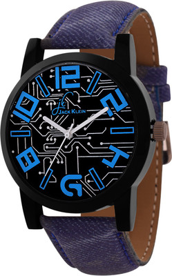 

Jack Klein Stylish Round Black Dial pu Blue Strap Quartz Watch - For Boys
